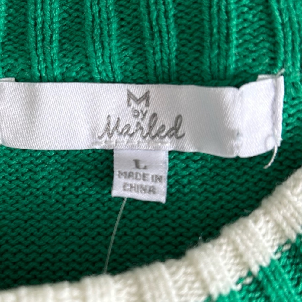 M by Marled Green Tennis Sweater Embroidered Racket design/ NWT/ L - Picture 8 of 11